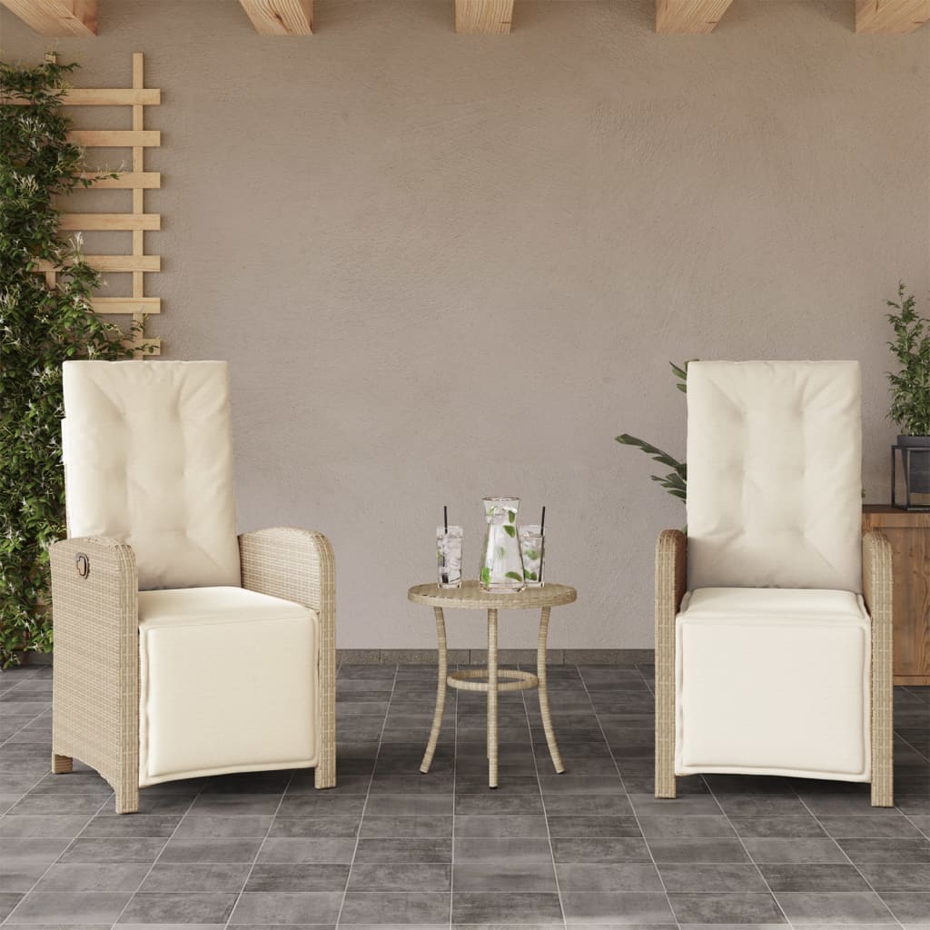 Reclining Garden Chair With Footrest Poly Rattan