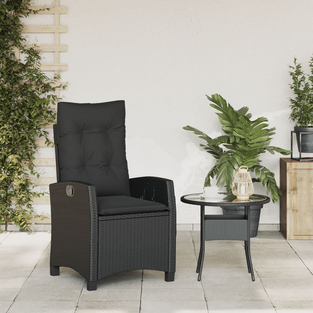 Reclining Garden Chair With Cushions Poly Rattan