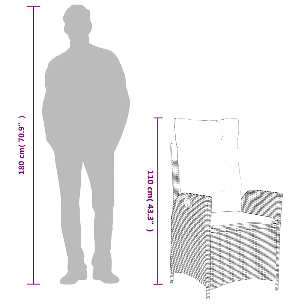 Reclining Garden Chair With Cushions Poly Rattan