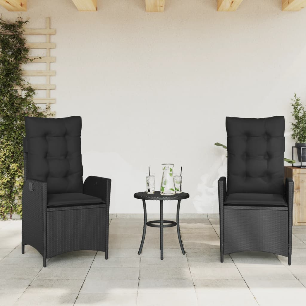 Reclining Garden Chair With Cushions Poly Rattan