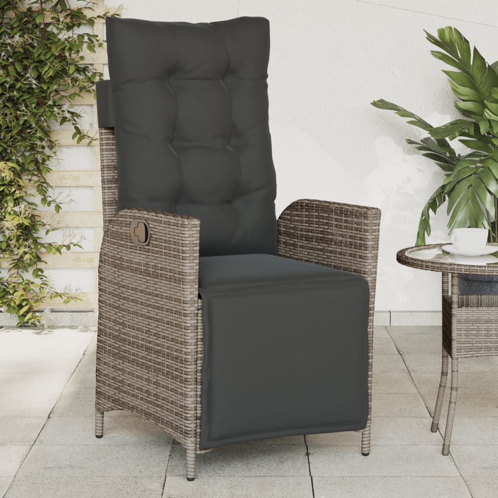 Reclining Garden Chair With Cushions Poly Rattan