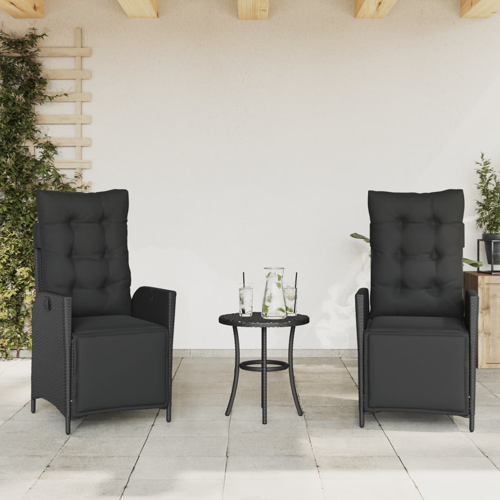 Reclining Garden Chair With Cushions Poly Rattan