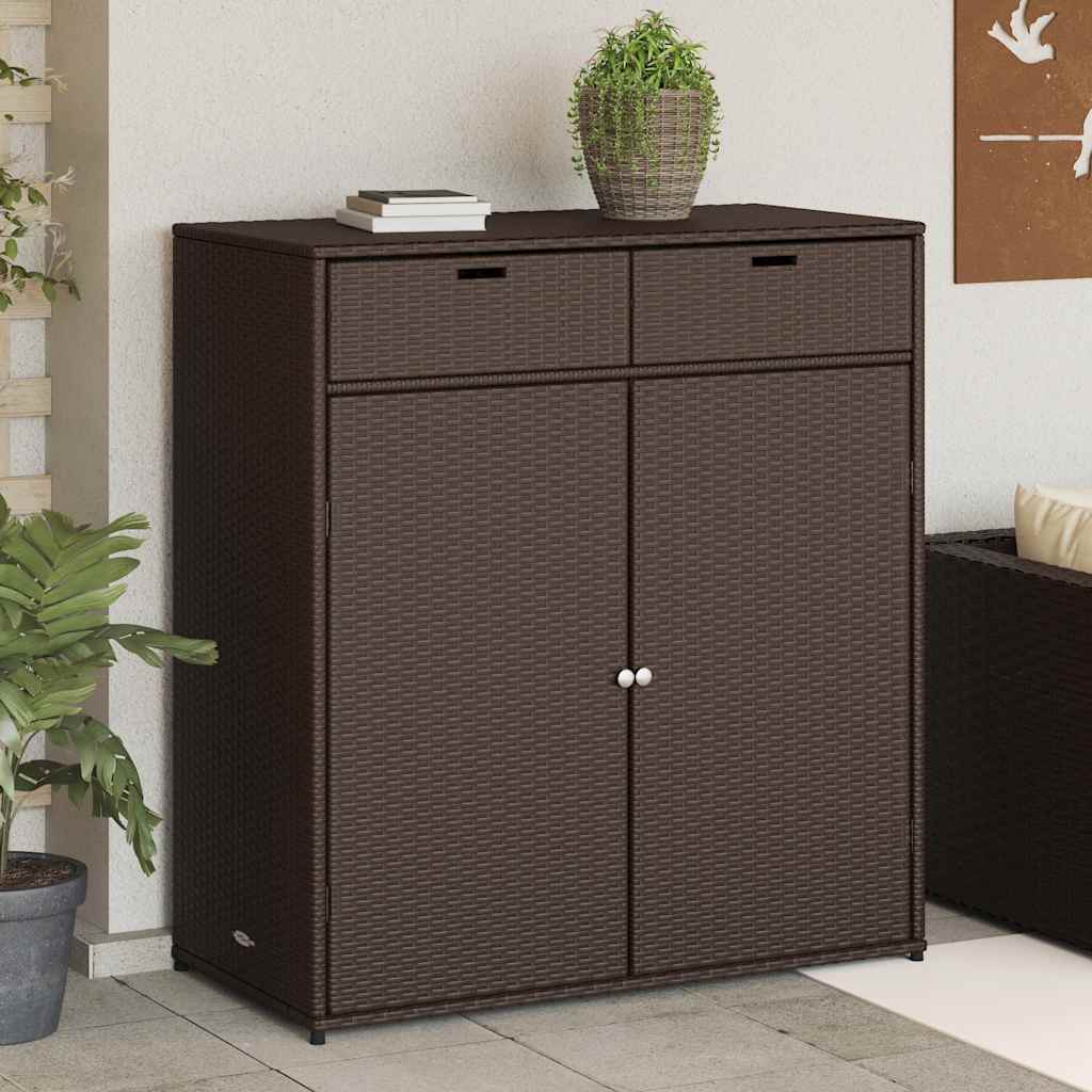 Garden Storage Cabinet Poly Rattan