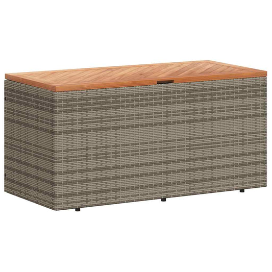 Garden Storage Box Poly Rattan Acacia Wood