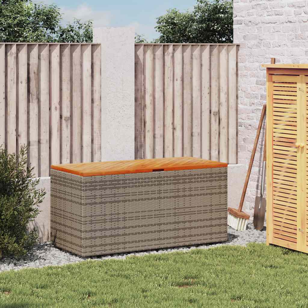 Garden Storage Box Poly Rattan Acacia Wood
