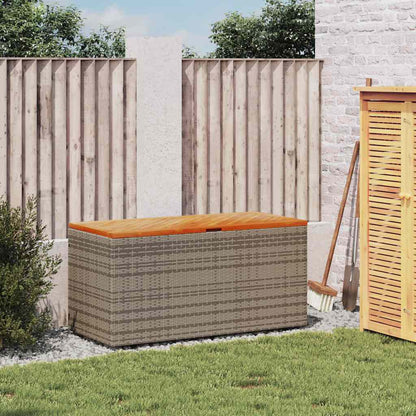 Garden Storage Box Poly Rattan Acacia Wood