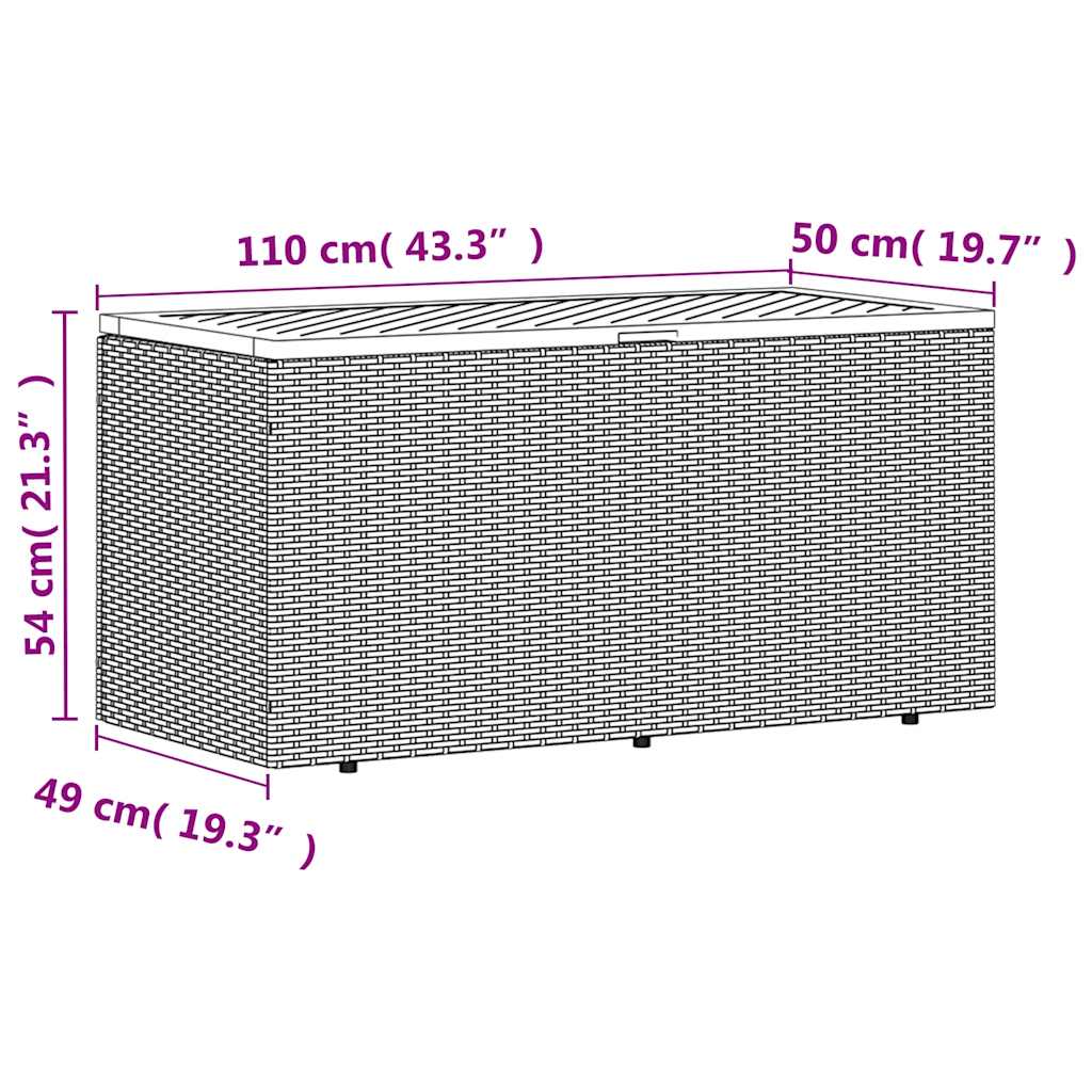 Garden Storage Box Poly Rattan Acacia Wood