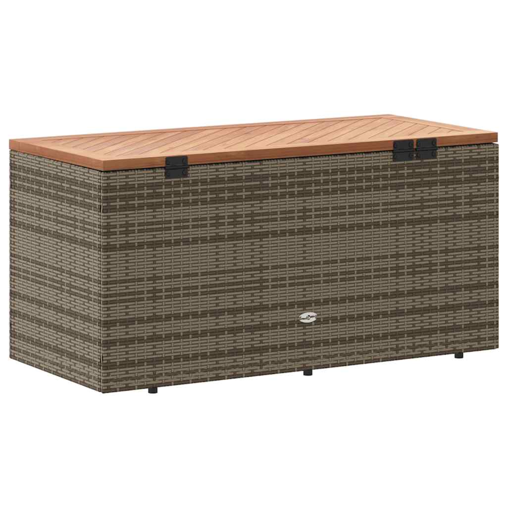 Garden Storage Box Poly Rattan Acacia Wood