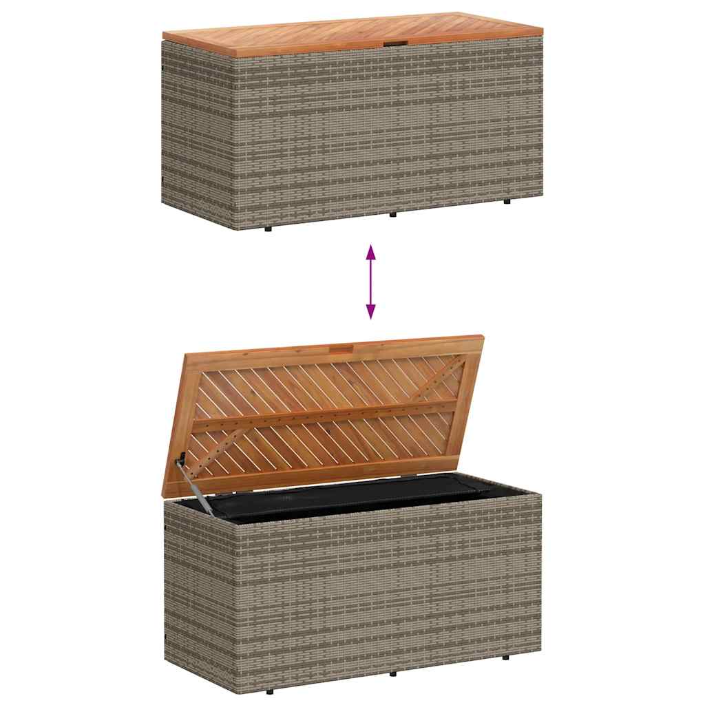 Garden Storage Box Poly Rattan Acacia Wood