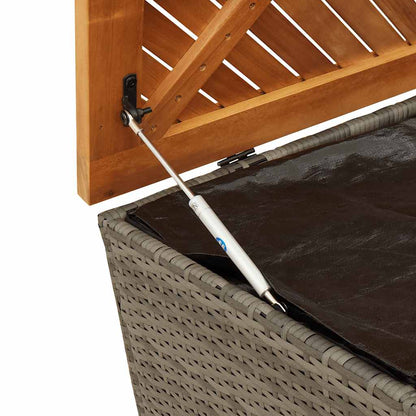 Garden Storage Box Poly Rattan Acacia Wood