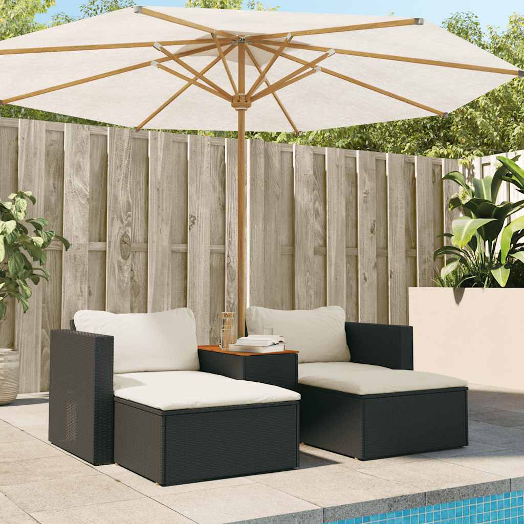 5 Piece Garden Sofa Set With Cushions Poly Rattan Acacia
