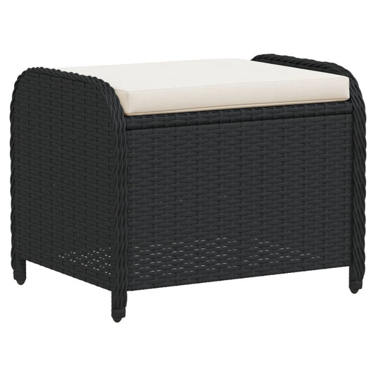 Garden Stool With Cushion 58X46X46 Cm Poly Rattan