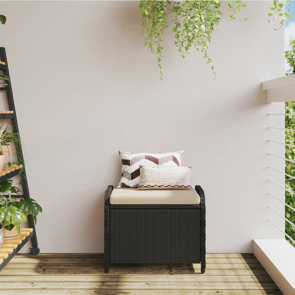 Garden Stool With Cushion 58X46X46 Cm Poly Rattan