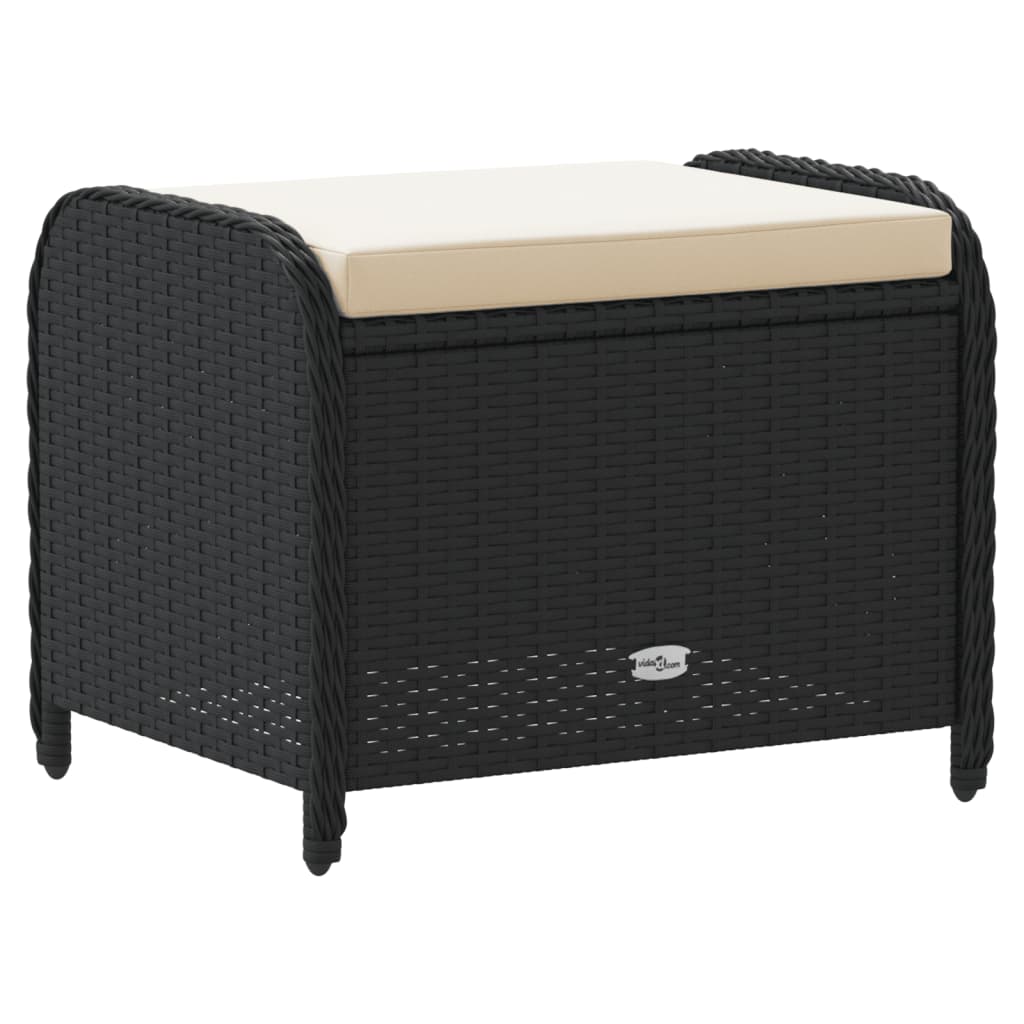 Garden Stool With Cushion 58X46X46 Cm Poly Rattan