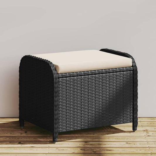 Garden Stool With Cushion 58X46X46 Cm Poly Rattan