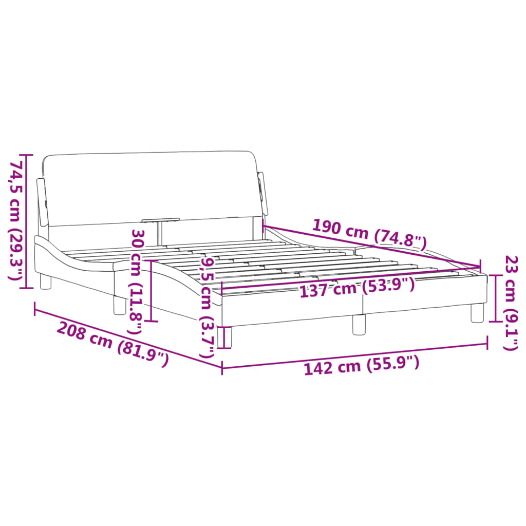 Bed Frame "Dover" Double Faux Leather