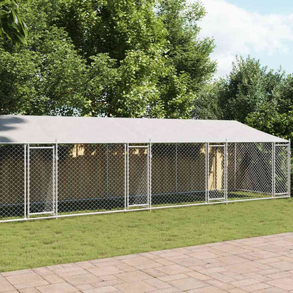 Dog Cage With Roof And Door Grey Galvanised Steel