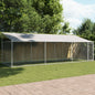 Dog Cage With Roof And Door Grey Galvanised Steel