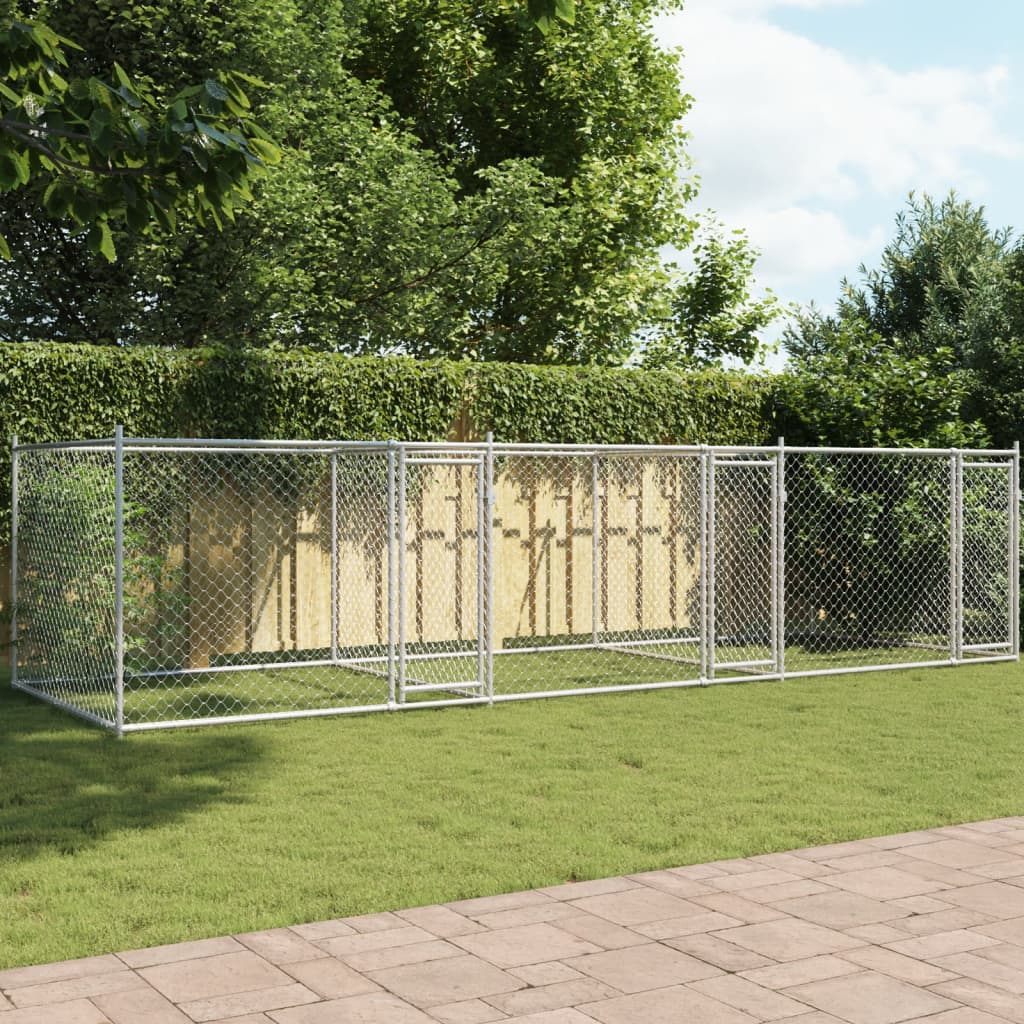 Dog Cage With Door Grey Galvanised Steel