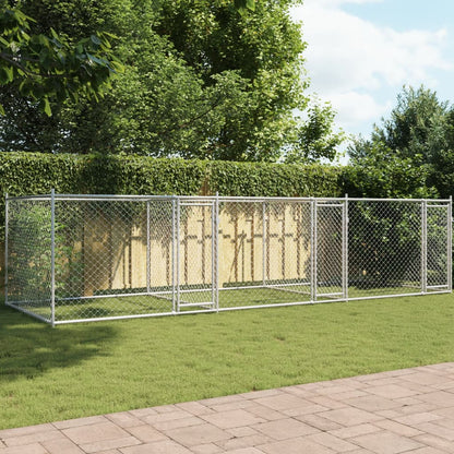 Dog Cage With Door Grey Galvanised Steel