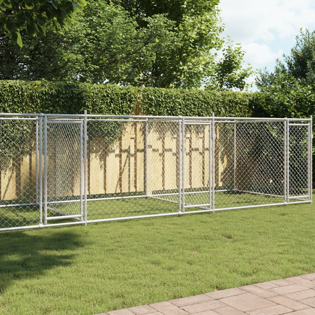 Dog Cage With Door Grey Galvanised Steel