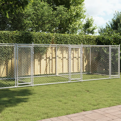 Dog Cage With Door Grey Galvanised Steel
