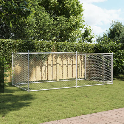 Dog Cage With Door Grey Galvanised Steel