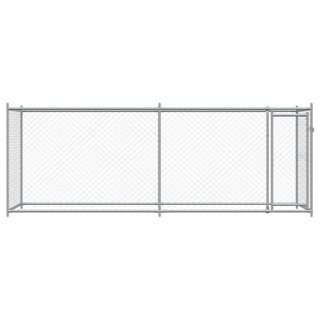 Dog Cage With Door Grey Galvanised Steel