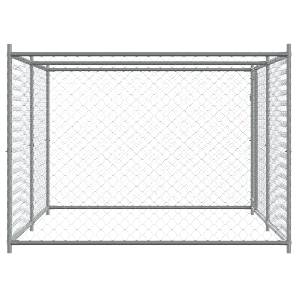 Dog Cage With Door Grey Galvanised Steel