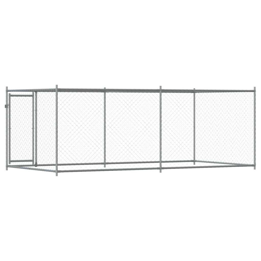 Dog Cage With Door Grey Galvanised Steel