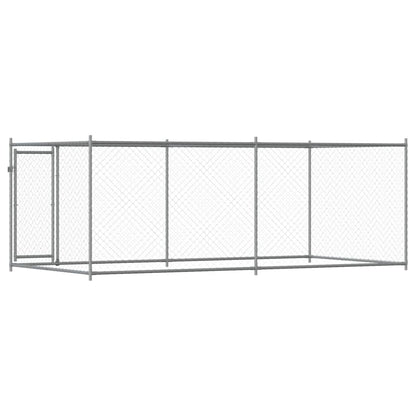 Dog Cage With Door Grey Galvanised Steel