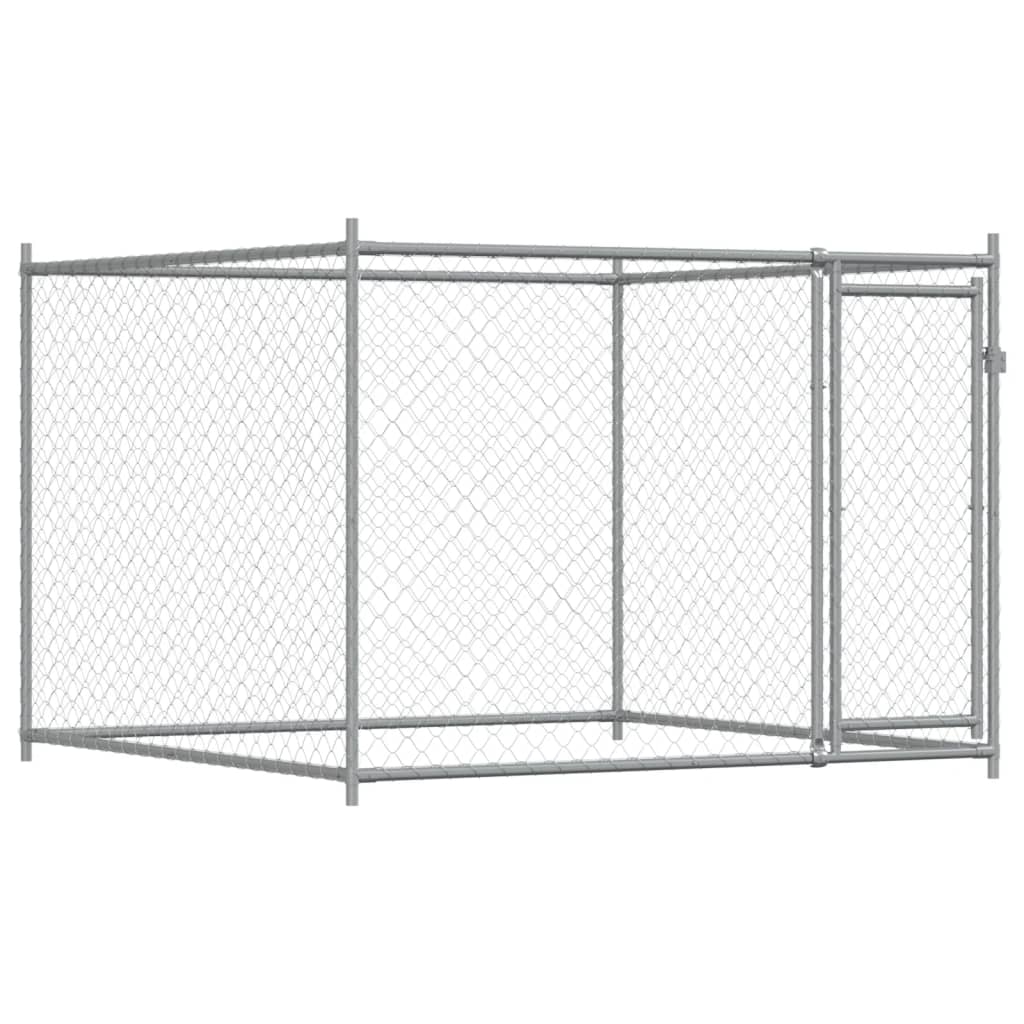 Dog Cage With Door Grey Galvanised Steel