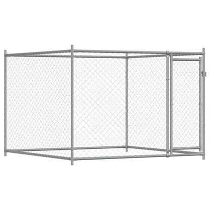 Dog Cage With Door Grey Galvanised Steel