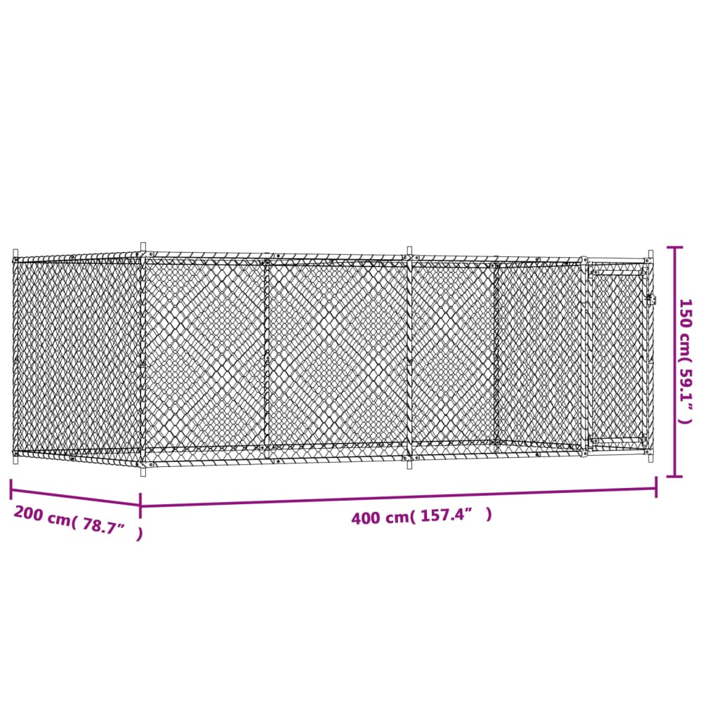 Dog Cage With Door Grey Galvanised Steel