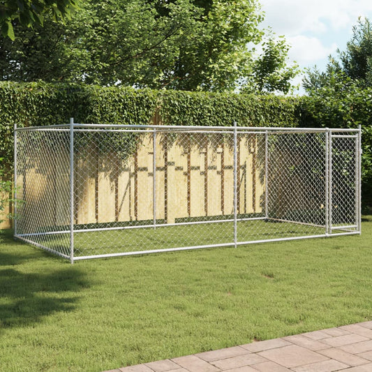 Dog Cage With Door Grey Galvanised Steel
