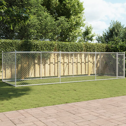 Dog Cage With Door Grey Galvanised Steel