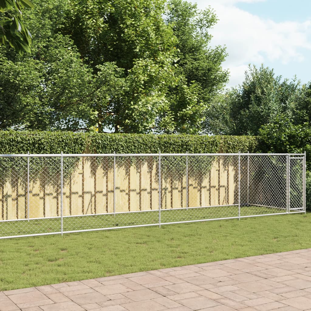 Dog Cage With Door Grey Galvanised Steel