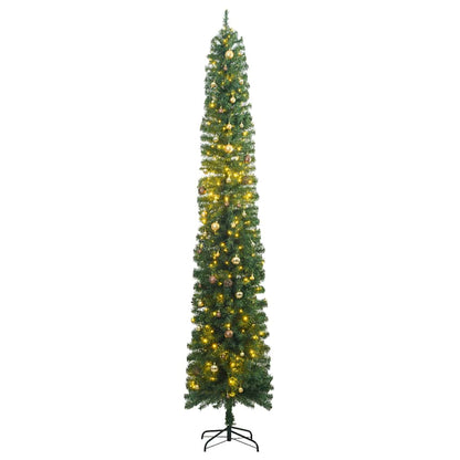 Slim Artificial Pre-Lit Christmas Tree With Ball Set