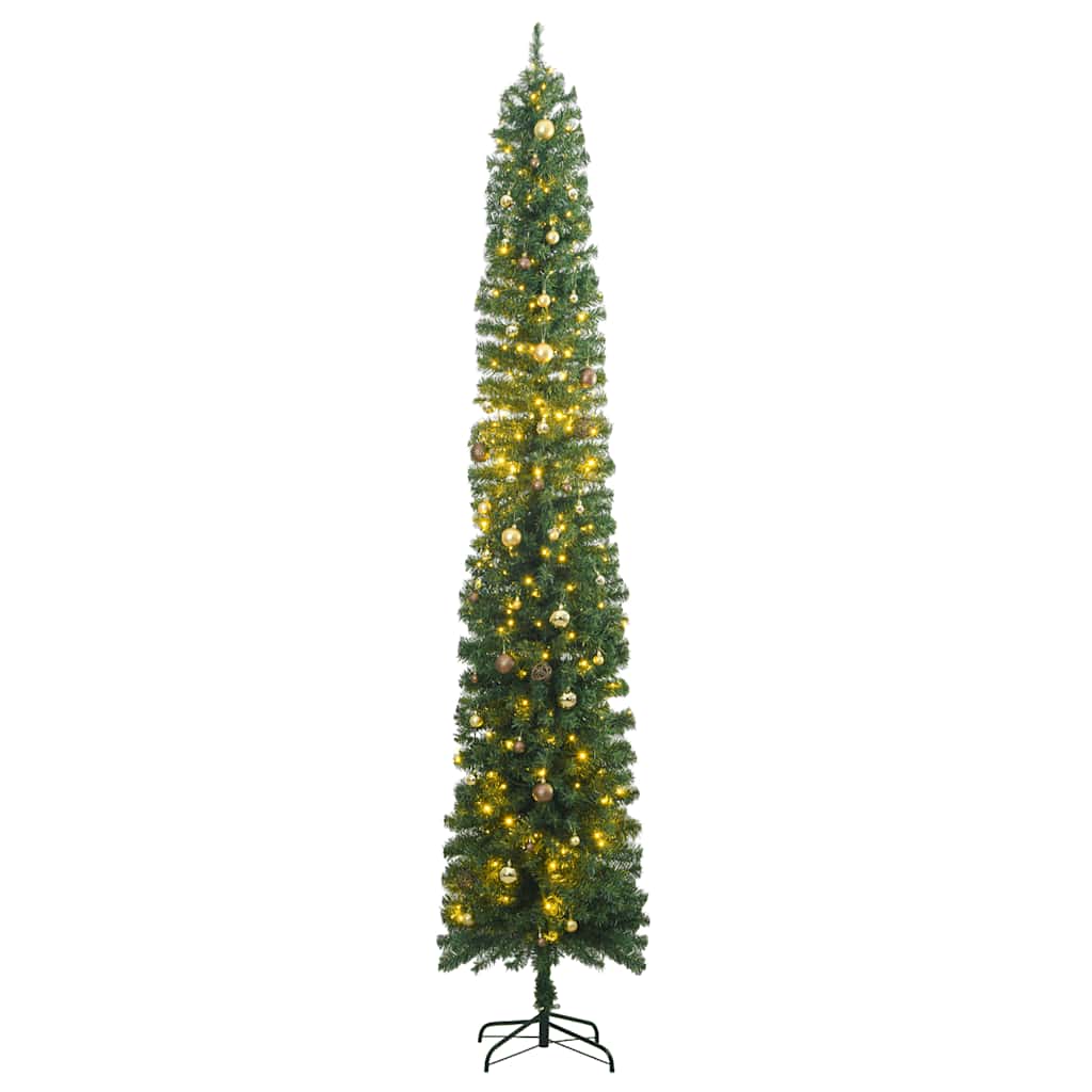 Slim Artificial Pre-Lit Christmas Tree With Ball Set