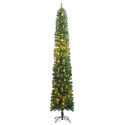 Slim Artificial Pre-Lit Christmas Tree With Ball Set