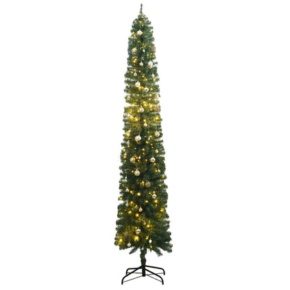 Slim Artificial Pre-Lit Christmas Tree With Ball Set