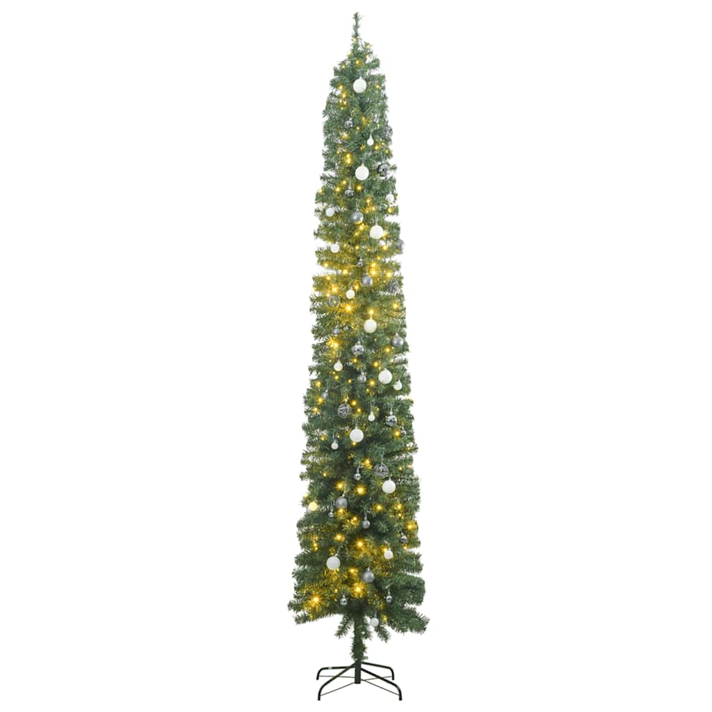 Slim Artificial Pre-Lit Christmas Tree With Ball Set
