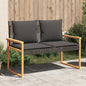 Garden Bench With Cushion Poly Rattan Acacia Wood