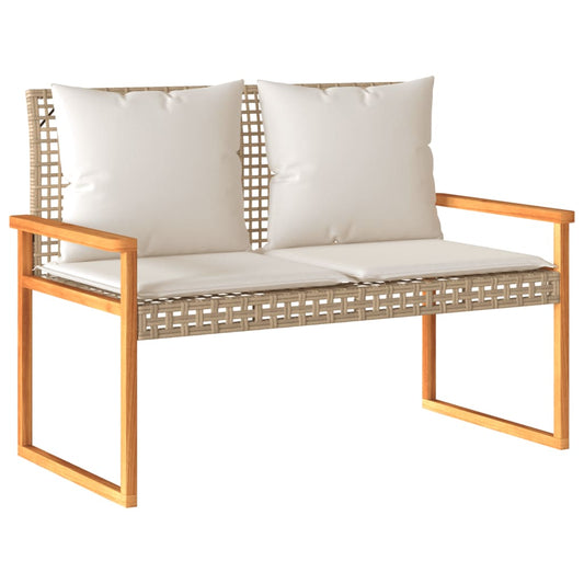 Garden Bench With Cushion Poly Rattan Acacia Wood