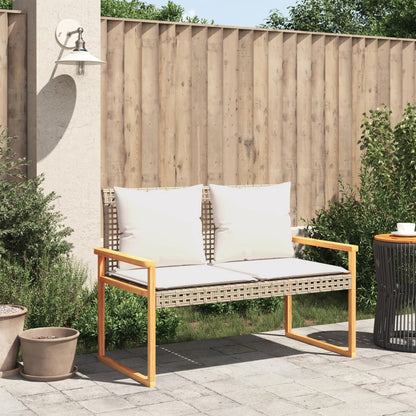 Garden Bench With Cushion Poly Rattan Acacia Wood