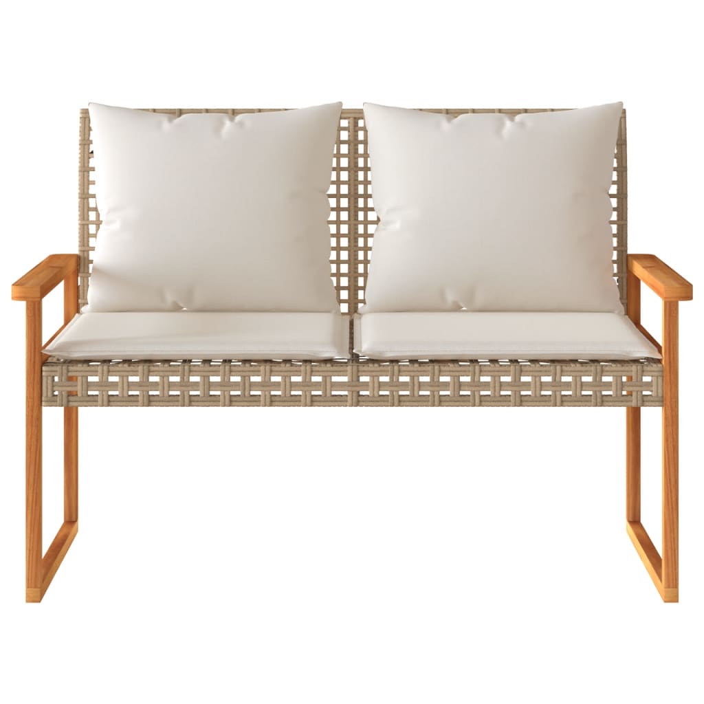 Garden Bench With Cushion Poly Rattan Acacia Wood