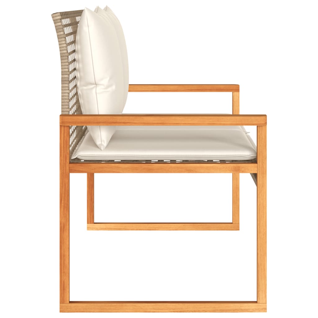 Garden Bench With Cushion Poly Rattan Acacia Wood