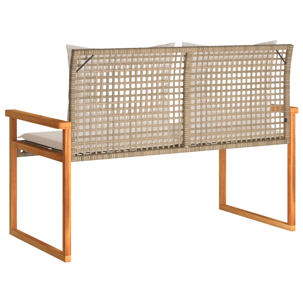 Garden Bench With Cushion Poly Rattan Acacia Wood