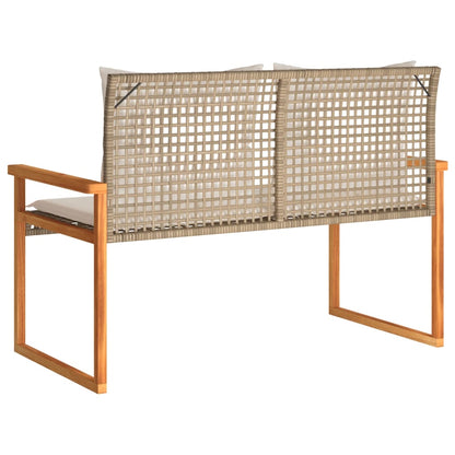 Garden Bench With Cushion Poly Rattan Acacia Wood