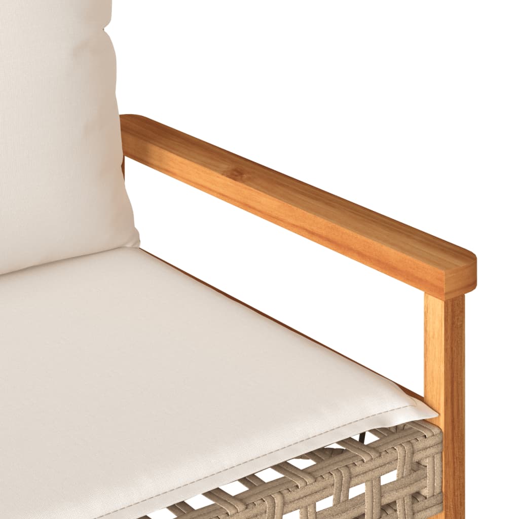 Garden Bench With Cushion Poly Rattan Acacia Wood
